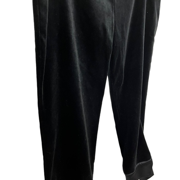 TARA JARMON Made in FRANCE Black Velvet Satin Trim Flat Front Pants Slacks sz 42 - Picture 6 of 16